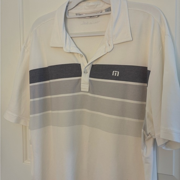 Travis Mathew White and Gray Polo Golf Shirt - Picture 2 of 4